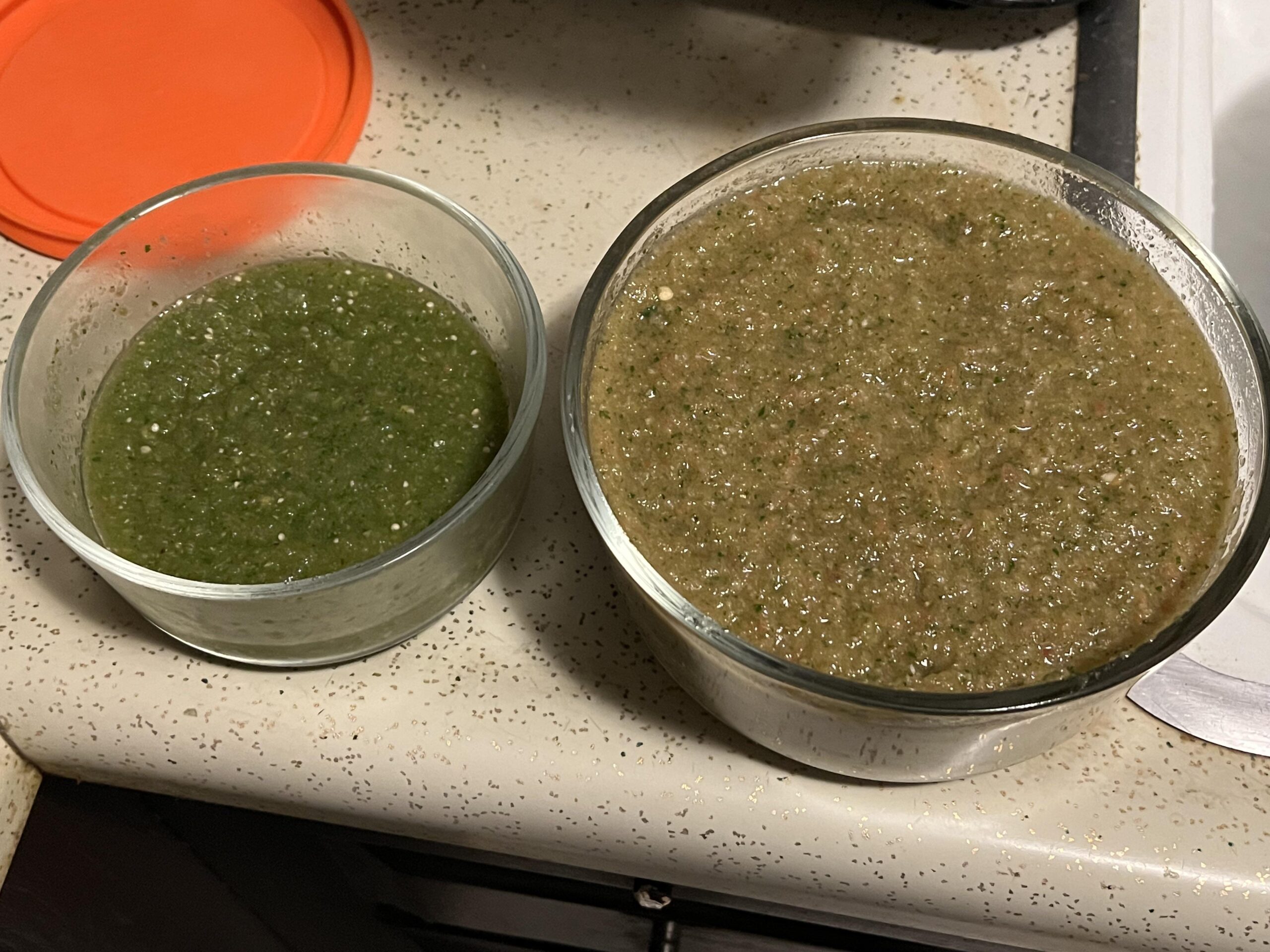 Fresh Salsas. I don’t understand why the right one is green is was red